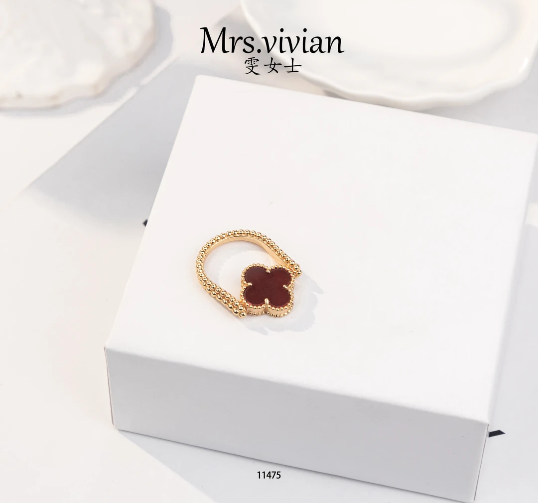 11475气质轻奢简约双面指环双色花带素款戒指