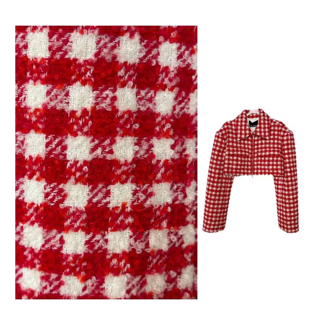 【坤姨专属】轻奢韩版红格纹羊毛短外套