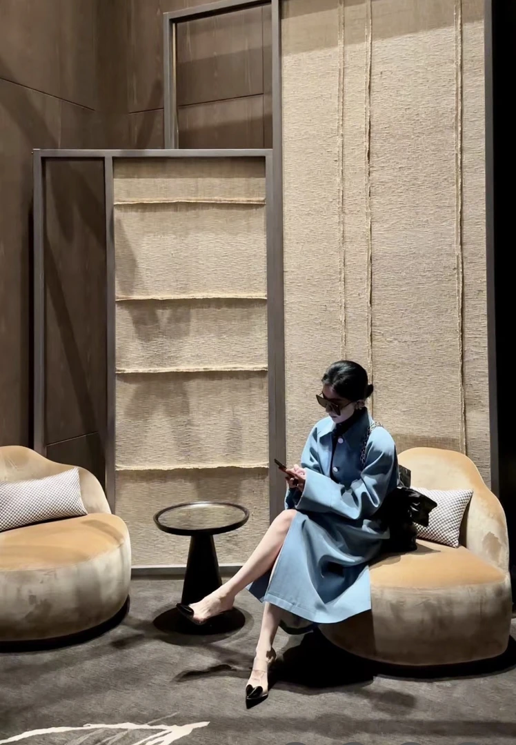 【坤姨专属】高级蓝色气质时尚中长款风衣