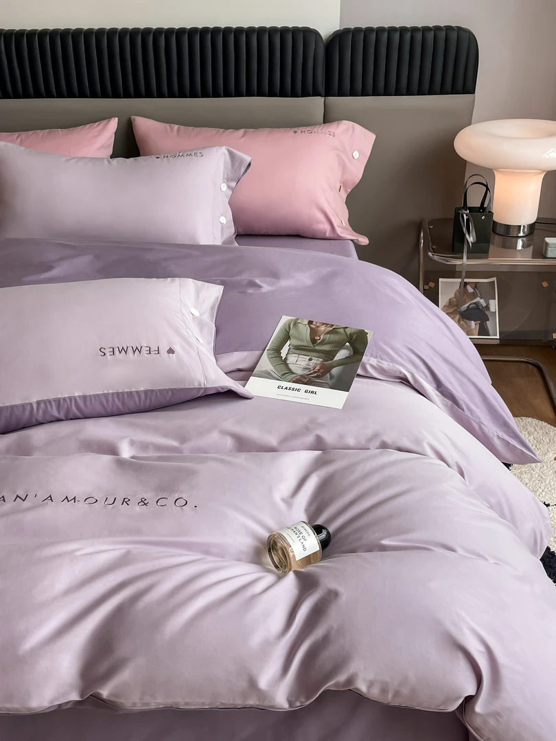 【直小妹】慕斯系列-全棉四季款纯色轻奢刺绣设计师简约双面素色