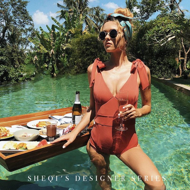 新款连体运动女士裙式时尚性感夏季小胸美背欧美韩版游泳衣泳装女