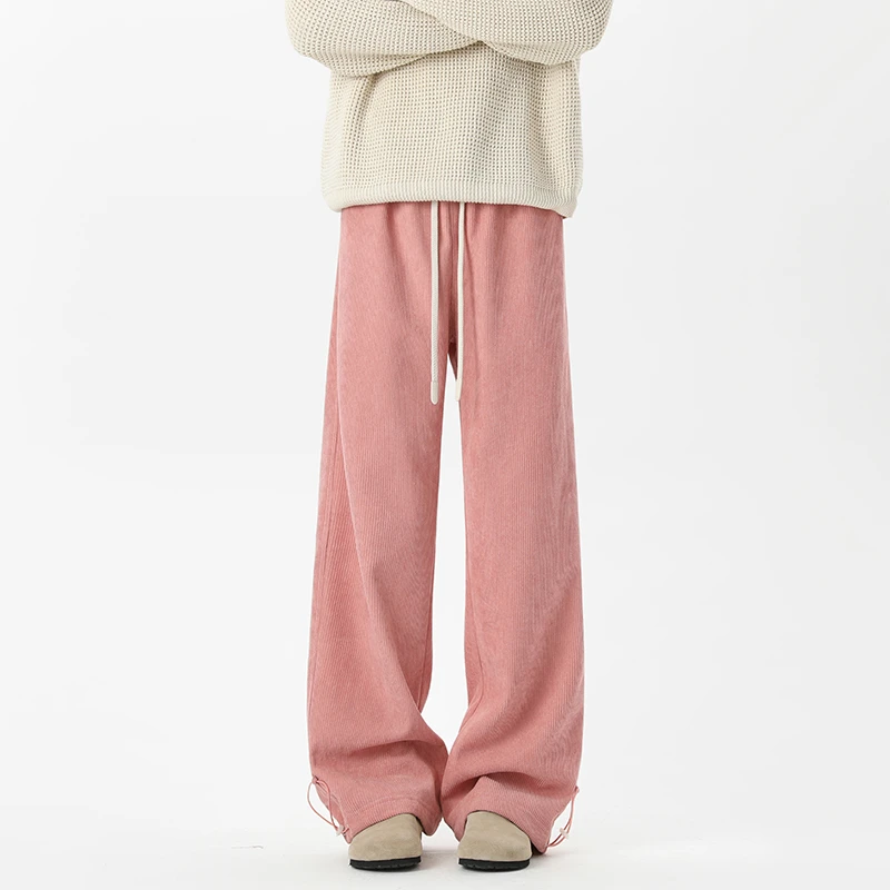 【P8H9】冬季上新垂感百搭直筒拖地休闲长裤加绒加厚灯芯绒长裤情侣