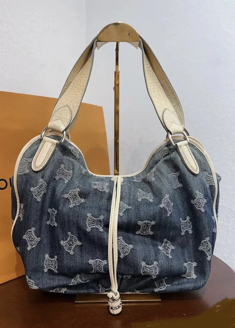 95新 Celine/思琳 渐变牛仔/单宁中古/腋下包