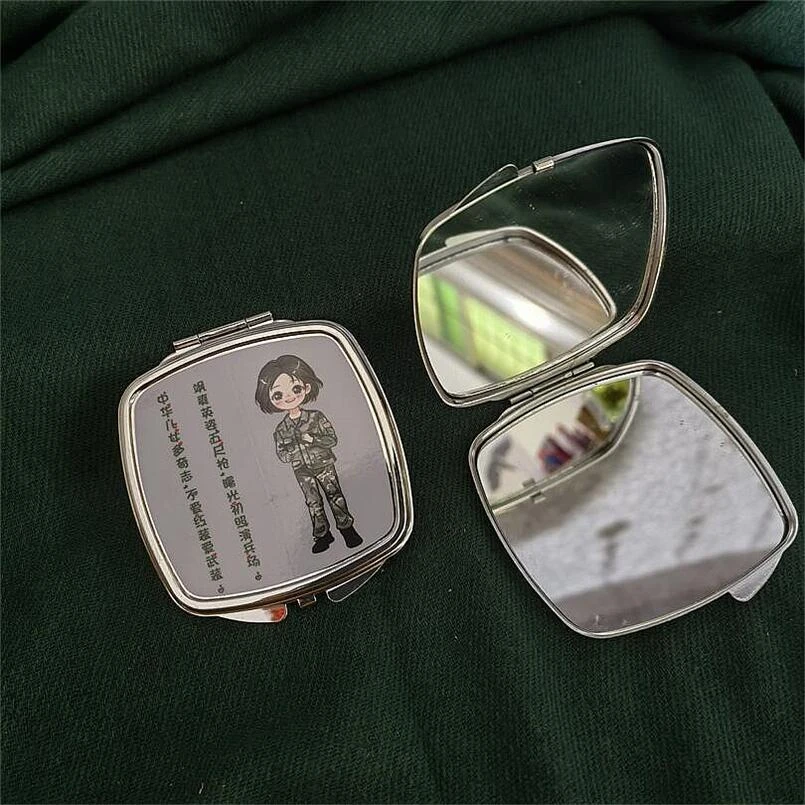 新款卡通女可爱迷彩便携用镜随身化妆镜车内地铁办公室补妆