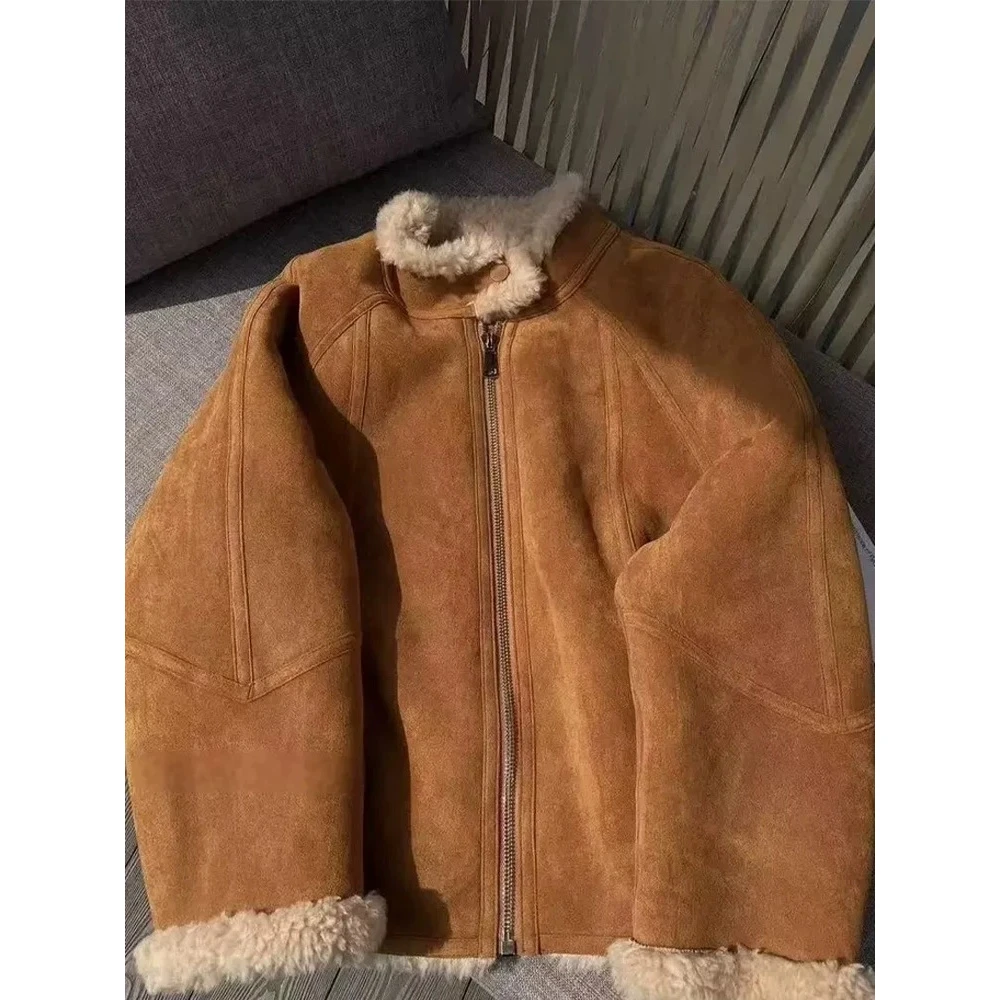 2024新款韩系通勤高端设计感机车服毛毛皮毛一体001