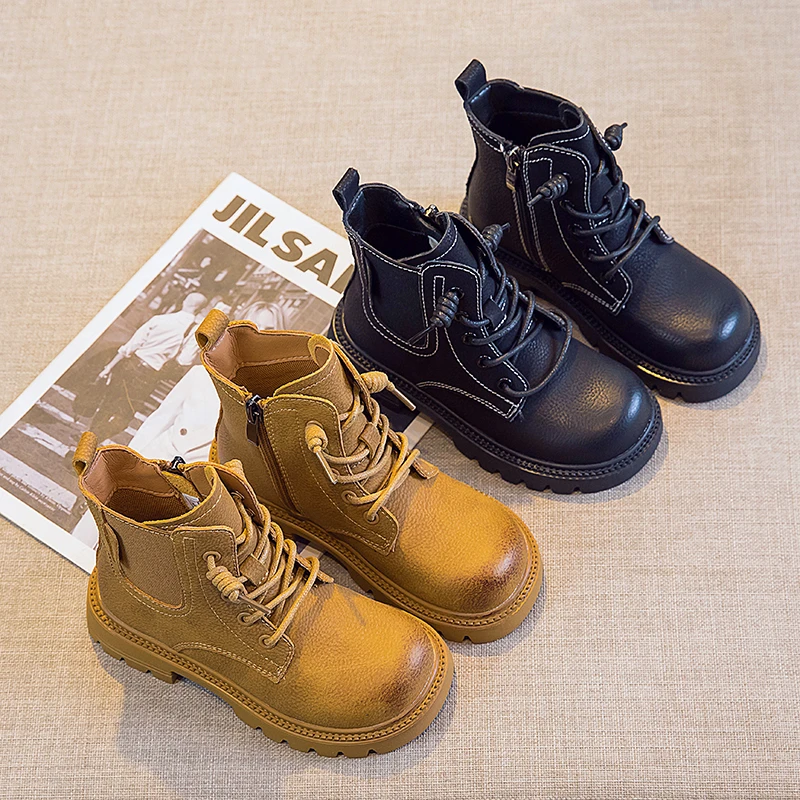 阿童木儿童马丁短靴子2024年秋冬季新款秋季女宝宝男童大黄靴英伦