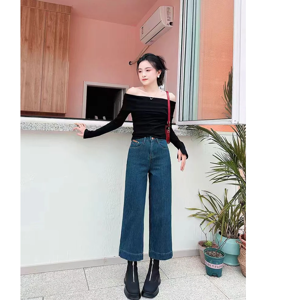 婧A  高腰夏季薄款宽松破洞垂感牛仔裤显瘦百搭显瘦小个子春夏