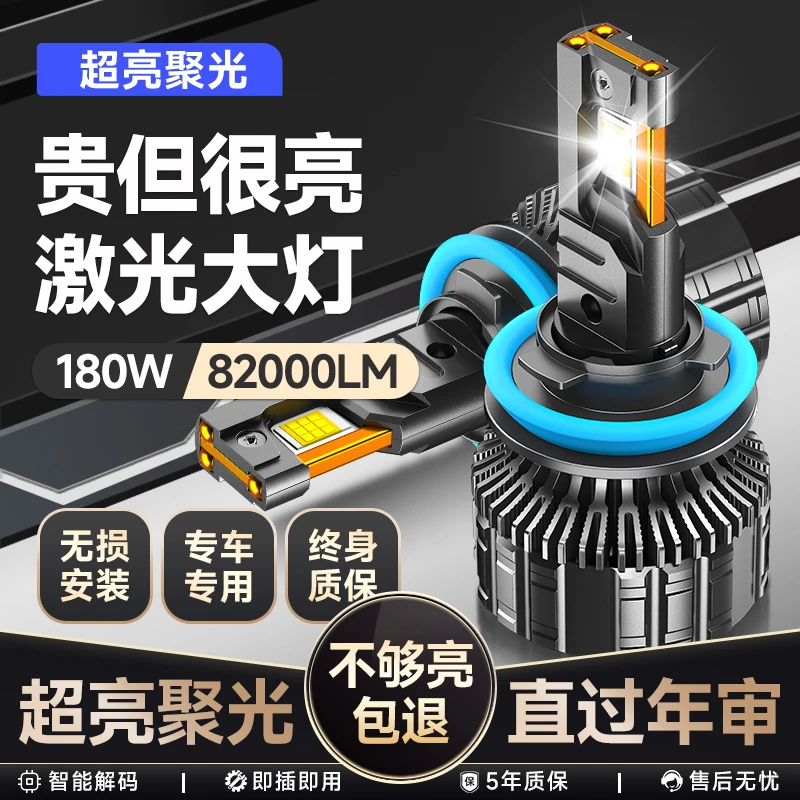 K19三铜管汽车LED大灯近光灯远光灯超亮聚光18芯灯珠白光车灯灯泡