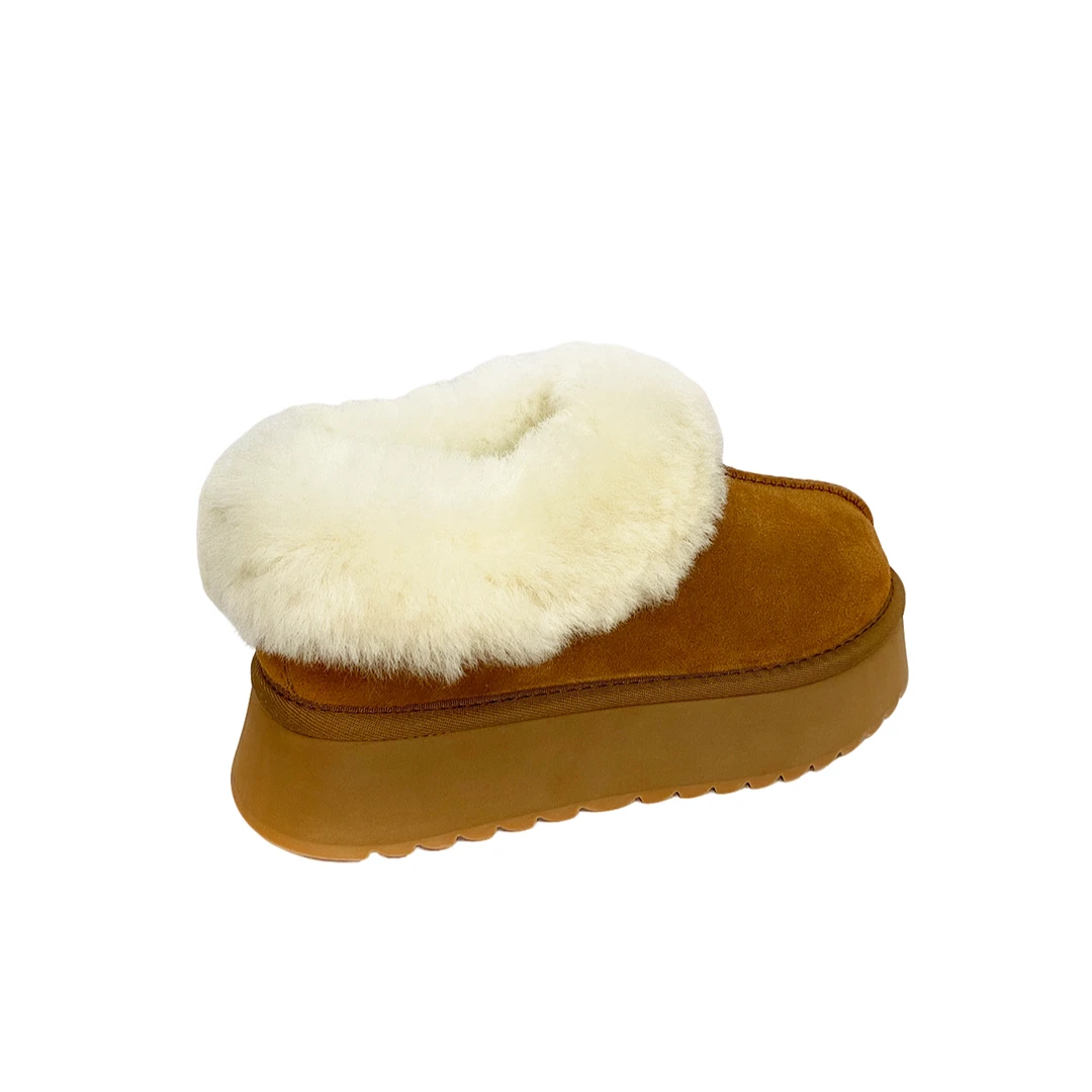 【桑坡】厚底塔茨特真皮真毛时尚休闲加绒保暖百搭秋冬短筒雪地靴