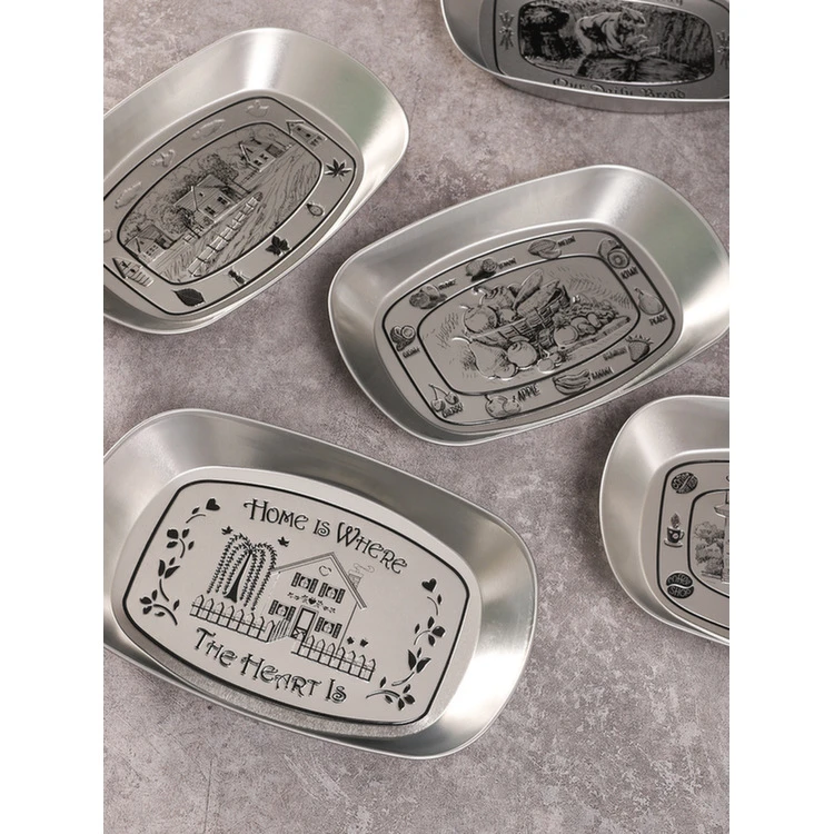 果盘复古马口铁盘子干果水果盘家用零食盘糖果盘餐盘铁艺托盘