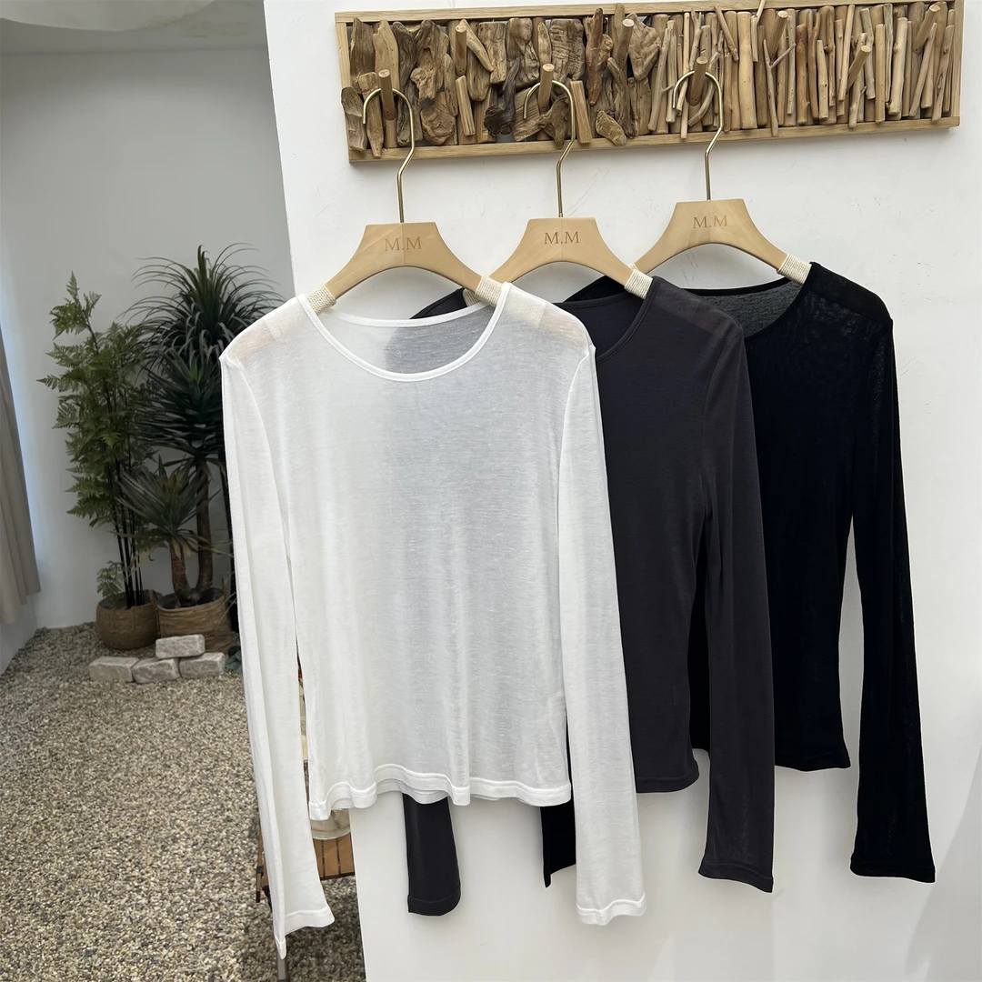 100天丝～柔雾朦胧氛围感！轻盈微透氧气面膜超薄显瘦防晒多色T恤女