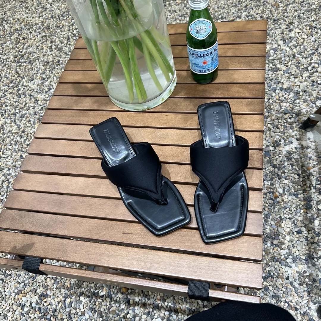 法式显高时尚夹趾凉拖鞋气质夏厚底人字拖鞋法式高跟半拖女鞋