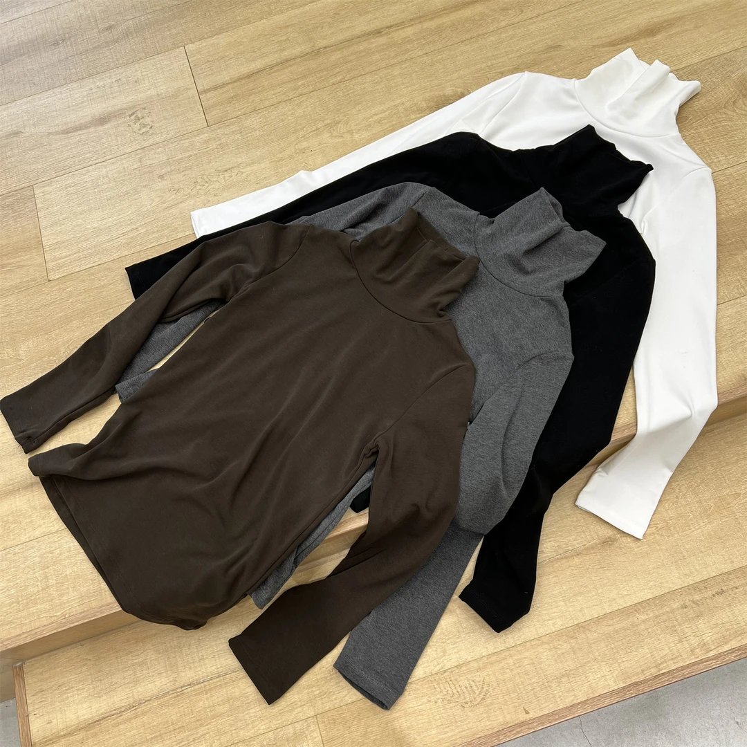 MAIMAI丨保暖必备单品～极简时尚气质2023百搭绒里打底衫高领棉T女