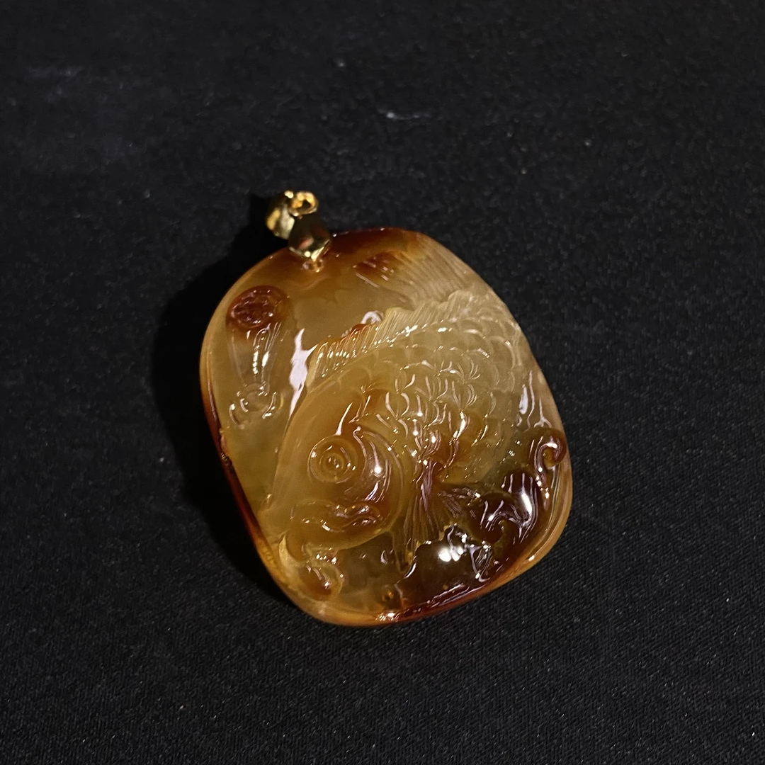 【618大促】香港王老板-蜜蜡琥珀镶嵌吊坠aa144