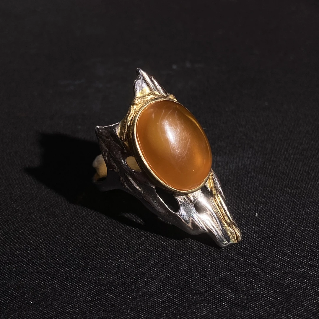 【618大促】9.18香港王老板-蜜蜡琥珀镶嵌戒指1n26