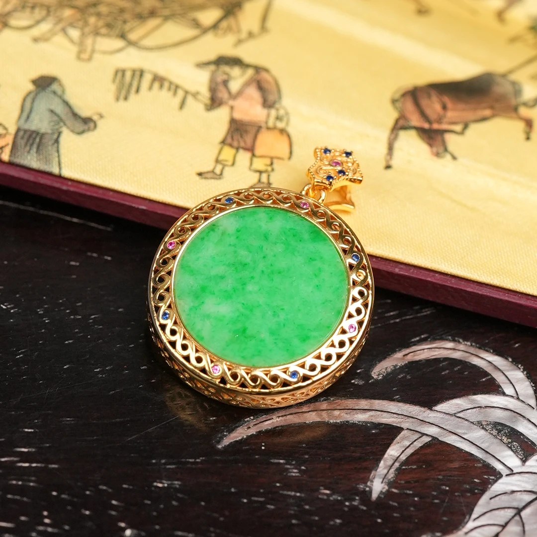 【618大促】11.25香港王老板-翡翠a货s925镶嵌吊坠1s229