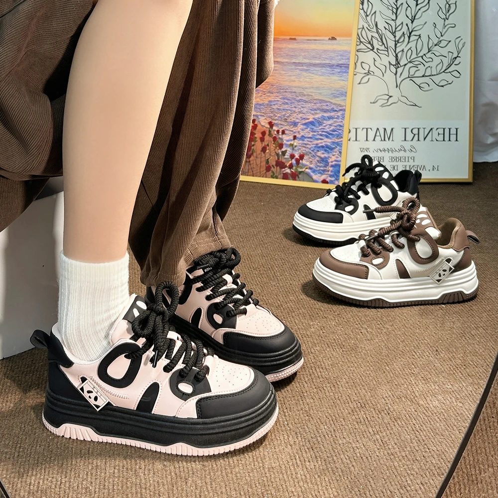 【小熊】厚底休闲板鞋女2024春季新款面包鞋潮流韩版小白鞋女K813