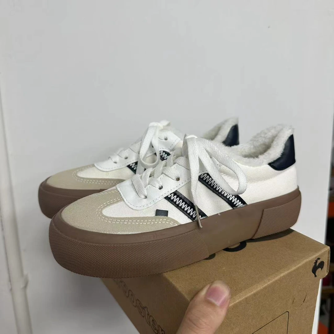 1126-1 白色 加绒加厚低帮休闲帆布鞋女ins潮流小白鞋