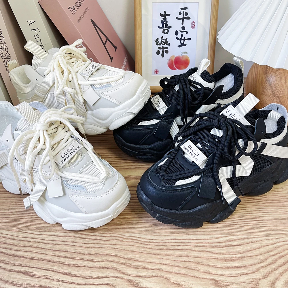 DK12 休闲百搭运动鞋女2024春季新款老爹鞋女潮流复古女鞋