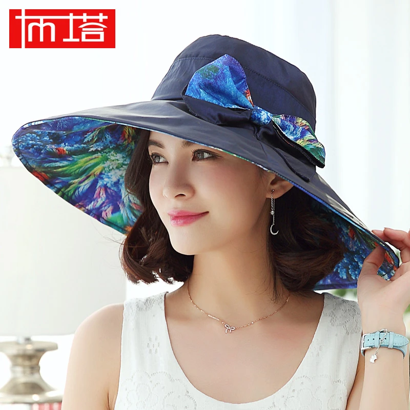[出游福利款]布塔大檐印花遮阳帽子女夏季防紫外线太阳帽户外抗UV