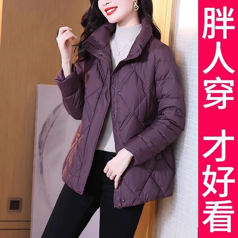 200斤高档大码女装冬季经典百搭宽松休闲宽松90白鸭绒羽绒服外套