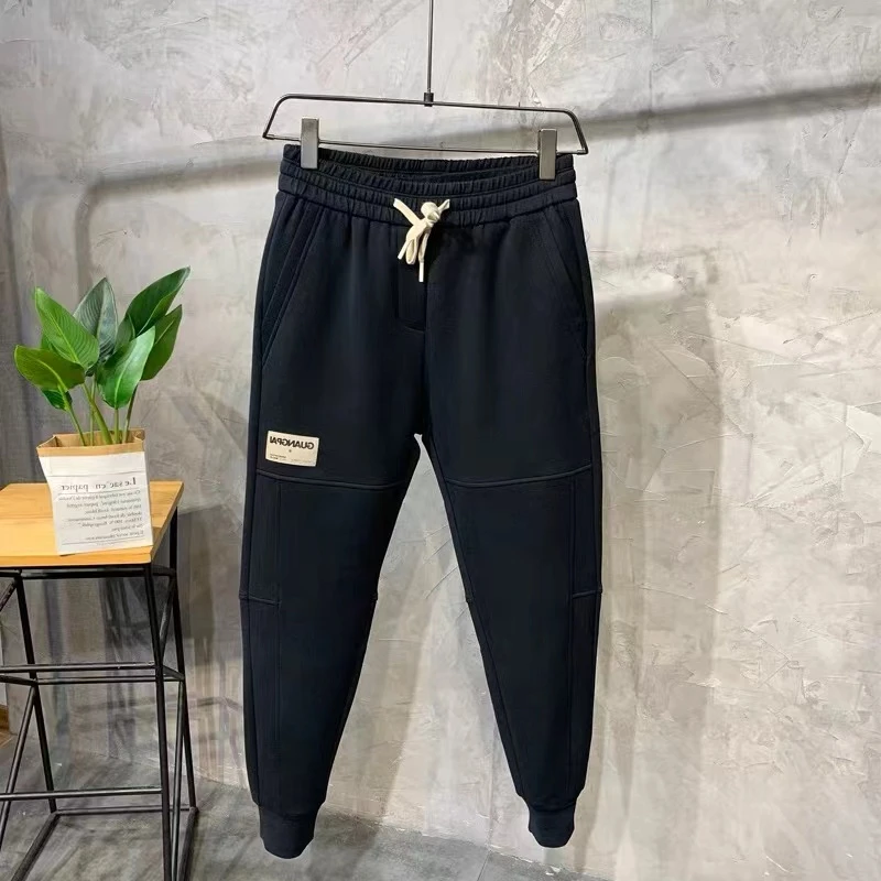 2024新款秋冬保暖加绒加厚百搭男士束脚休闲卫裤加绒男卫裤