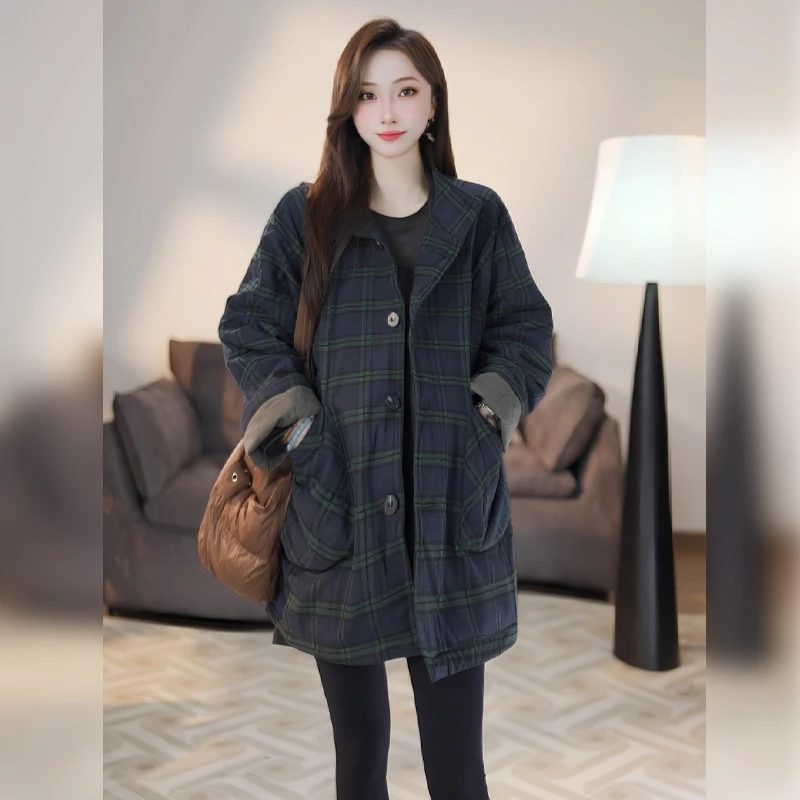 Linda姐高端线【苏格兰暖冬】秋冬高档气质格子棉服外套AW4WMF0336