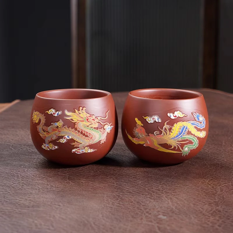 朱泥龙凤变色主人杯