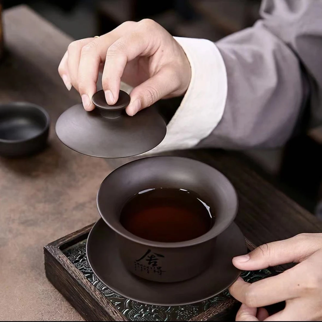 紫砂舍得三才盖碗