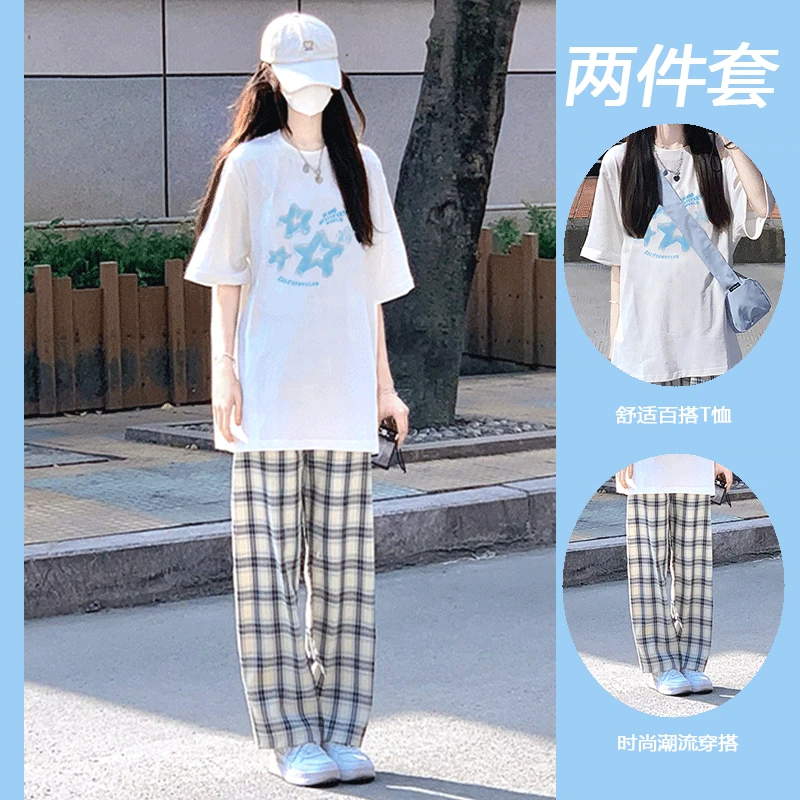 少女学院风休闲运动套装夏季时尚潮流宽松16-18岁高中生潮牌衣服