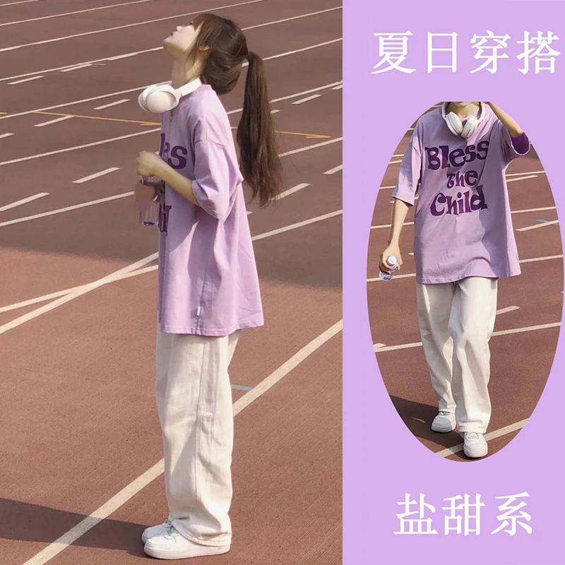 初高中学生休闲两件套装显瘦韩版宽松洋气12-15-18岁女孩大童衣服