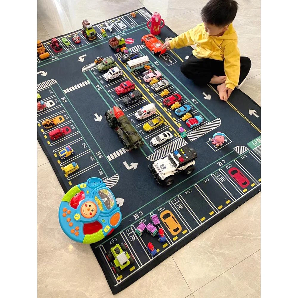 卡通地毯家用儿童房阅读区交通停车场跳房子学习椅幼儿园游戏地垫