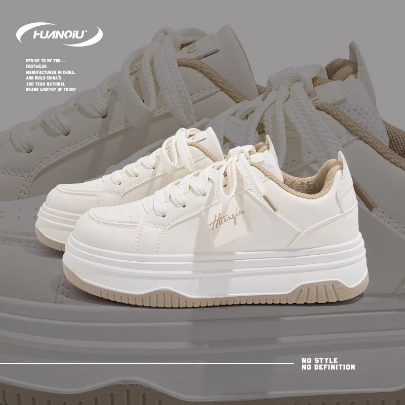 HUANQIU/环球爆款小白鞋女2025新款百搭厚底板鞋轻便休闲运动鞋子