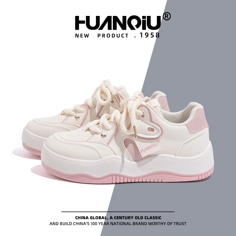 HUANQIU/环球厚底小白鞋女鞋2025新款百搭配裙子ins潮运动休闲鞋