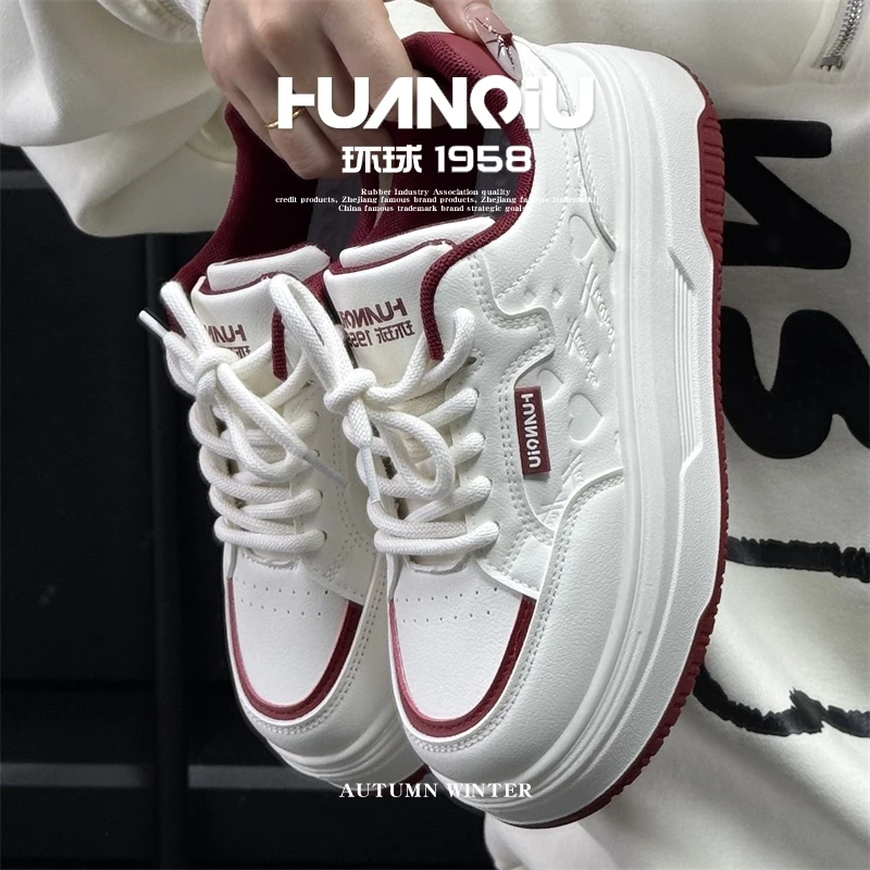HUANQIU/环球休闲板鞋女款2025春季新款百搭时尚鞋子女学生运动鞋