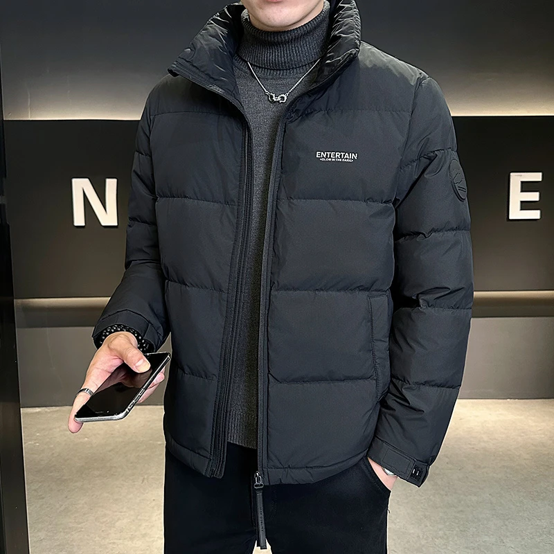 稻草人羽绒服男士2024冬季新款加厚短款立领保暖鸭绒外套男防寒青