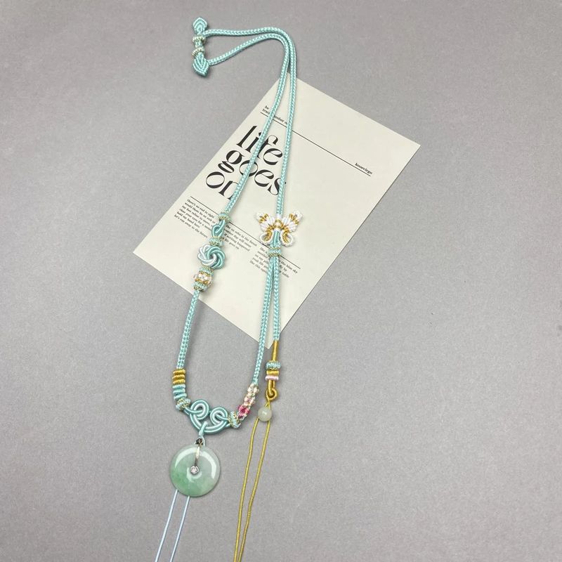 纯手工编织项链吊坠绳蝴蝶结可调节抽拉高档男女挂绳