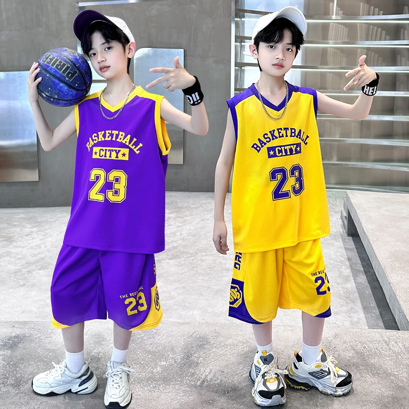 儿童篮球服23号速干背心球衣夏季休闲童装男童中大童无袖运动套装