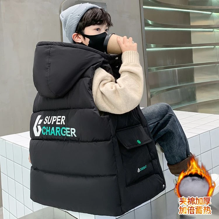 男童加厚马甲秋冬款洋气背心潮2024新款中大儿童冬装马夹网红冬季