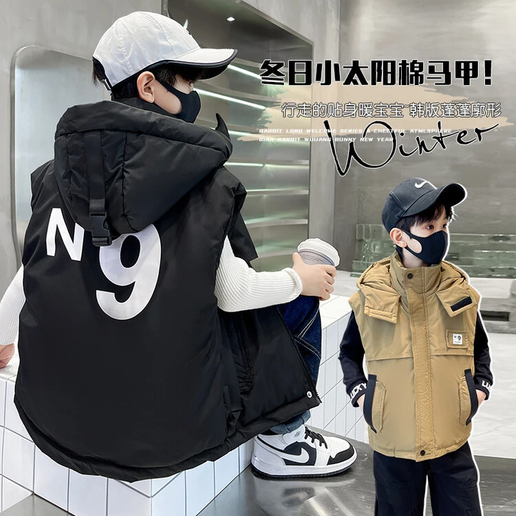 男童夹棉马甲儿童秋冬装外穿工装马夹宝宝冬季加厚坎肩背心上衣潮