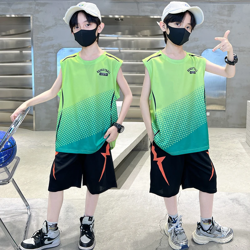 儿童篮球服无袖套装男童夏装背心比赛训练队服学生夏款运动球衣潮