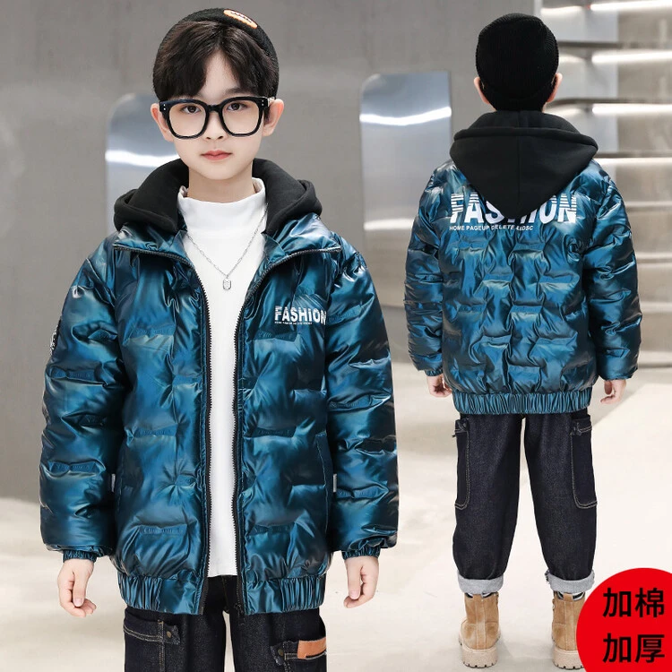 男童冬装连帽棉服洋气2023新款儿童冬季加厚保暖外套男孩免洗棉衣