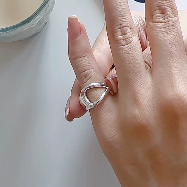 925银戒指 时尚小众简约个性冷淡风气质百搭可调节尾戒韩版设计感