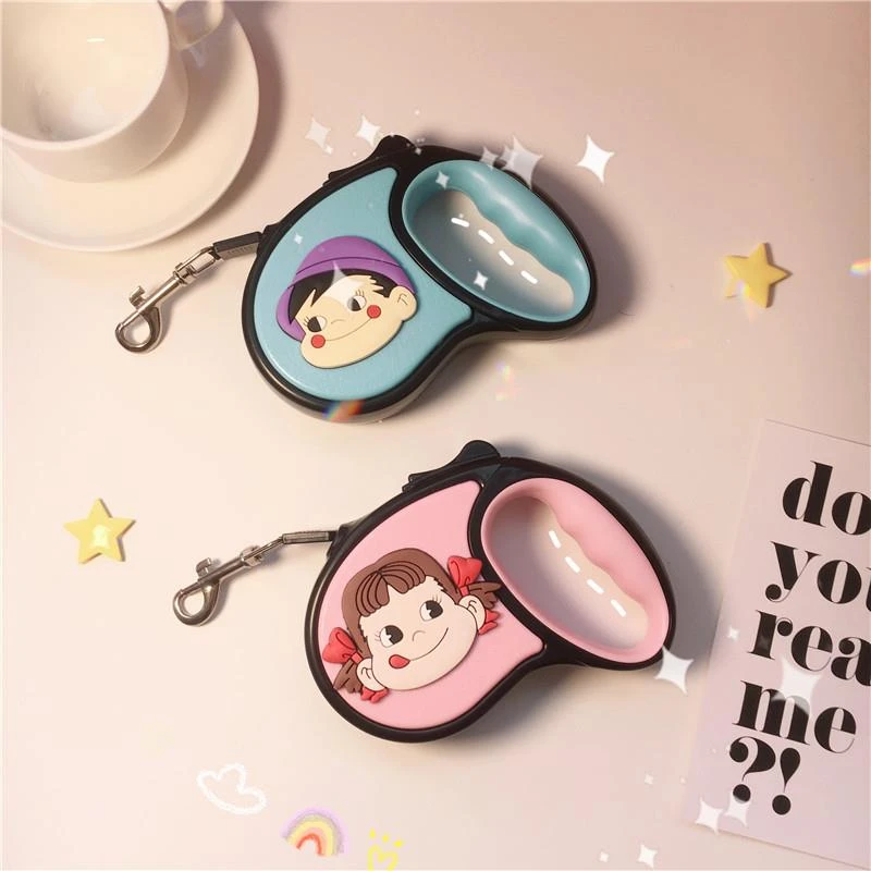 狗狗宠物牵引绳自动伸缩小型犬可爱粉色遛狗绳泰迪外出狗绳子幼犬