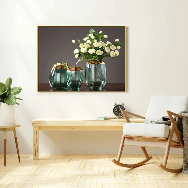 HL002新款餐厅装饰画简约饭厅壁画餐桌画新中式客厅挂晶瓷画