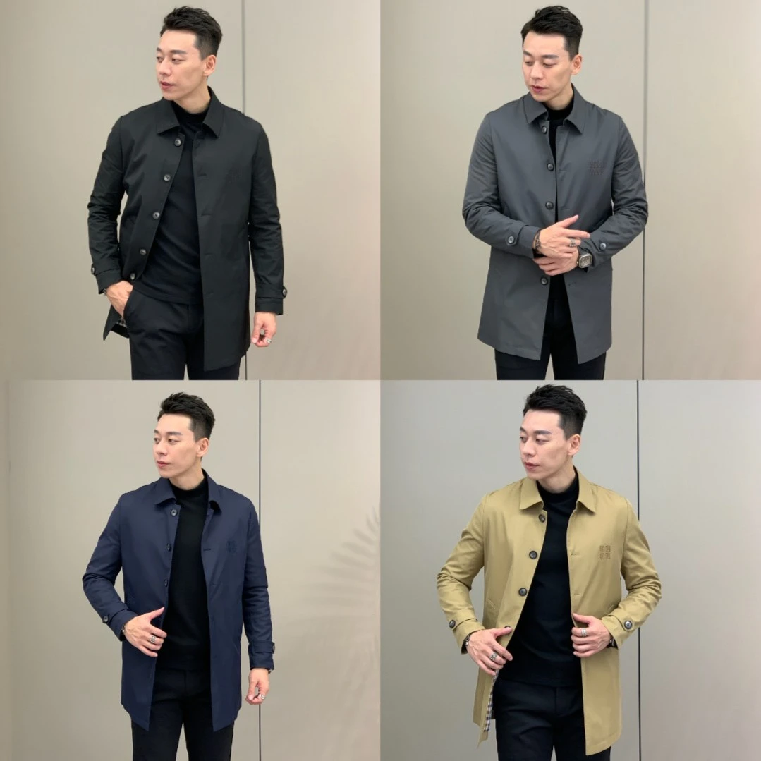 T&X/梯形男士中长休闲商务款薄款两色经典百搭风衣外套（0027）