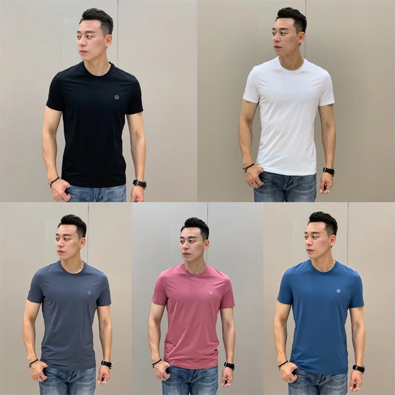 T&X/梯形夏季新款男士柔软亲肤纯色净版修身弹力圆领短袖T恤（0276