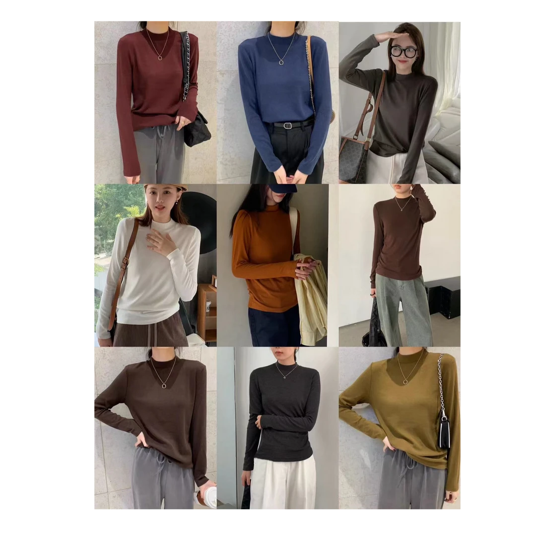 静静欧韩高奢款圆t时尚百搭打底衫