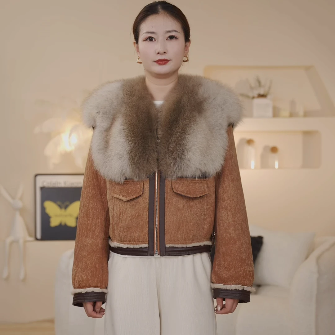 【BeiBeifur】24冬款芬兰漫雪美丽奴磨砂皮毛一体女装外套27038