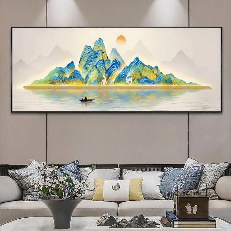 绣娘款:千里江山十字绣218*72厘米大格34色无勾边（500）